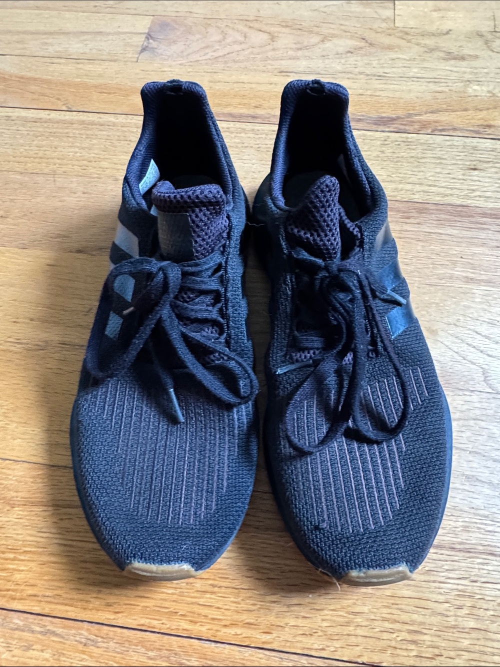 adidas Black Knit Running Sneakers with Subtle Gray Accents